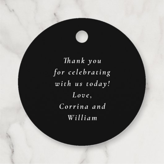 Elegant ampersand initialen bruiloft zwart-wit bedankjes labels (Achterkant)
