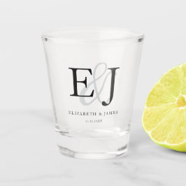 Elegant Ampersand Koppel Monogram Huwelijk  Shot Glas