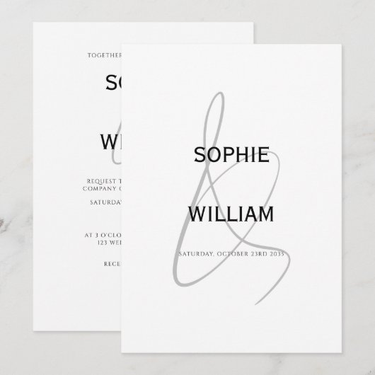 Elegant Ampersand - minimalistisch modern huwelijk Kaart (Voorkant / Achterkant)