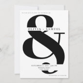 Elegant Ampersand Minimalistisch zwart wit bruilof Kaart (Voorkant)