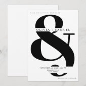 Elegant Ampersand Minimalistisch zwart wit bruilof Kaart (Voorkant / Achterkant)