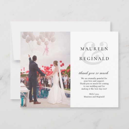 Elegant Ampersand Modern Simple Photo Wedding Bedankkaart (Voorkant)