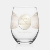 Elegant Ampersand Pearls & Prosecco Vrijgezellenfe Wijnglas Zonder Voet (Voorkant)