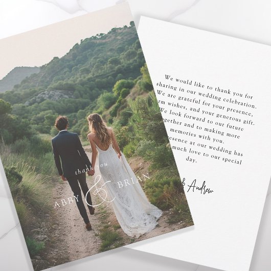 Elegant, ampersand, script lettertype, 1 Foto Bedankkaart