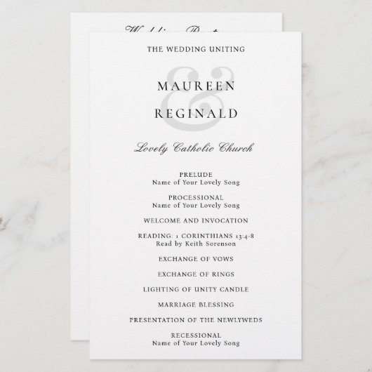 Elegant Ampersand Traditional Wedding Programme (Voorkant / Achterkant)