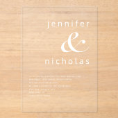 Elegant Ampersand Wedding Acryl Uitnodigingen (Voorkant)