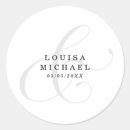 Elegant Ampersand Wedding Classic Round Sticker (Voorkant)