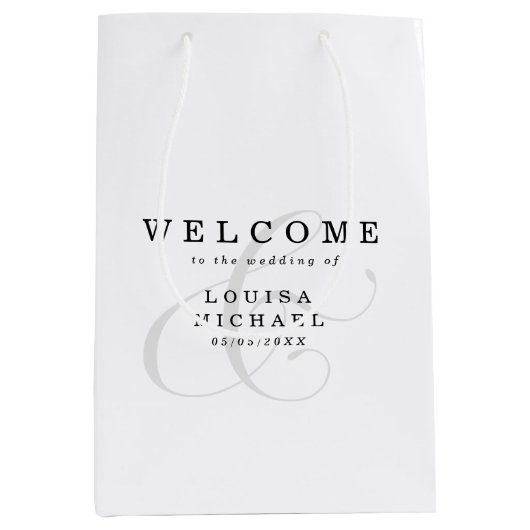 Elegant Ampersand Wedding Welcome Medium Cadeauzakje (Voorkant)