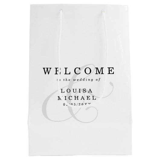 Elegant Ampersand Wedding Welcome Medium Cadeauzakje (Achterkant)