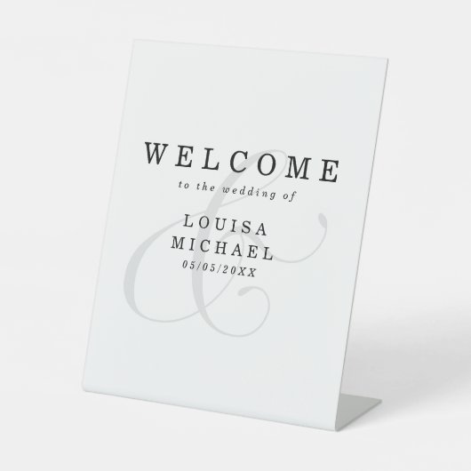 Elegant Ampersand Wedding Welcome Reclamebord Met Voetstuk (Voorkant)