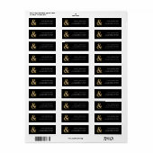 Elegant Ampersand Zwart | Goud en Blozend Bloemen Etiket (Full Sheet)