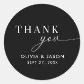 Elegant Ampersand Zwart Wit Bruiloft Dank u Ronde Sticker (Voorkant)