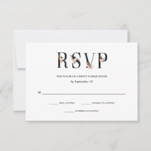 Elegant Ampersand | Zwart-wit bruiloft RSVP (Voorkant)