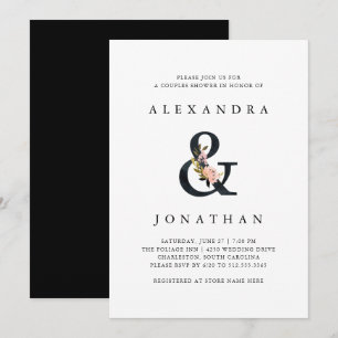 Elegant Ampersand   Zwart-wit Couples Douche Kaart