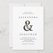 Elegant Ampersand | Zwarte en witte bruiloft Kaart (Voorkant)
