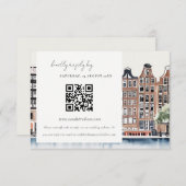 Elegant Amsterdam Dutch Canal Wedding QR Code RSVP Informatiekaartje (Voorkant / Achterkant)