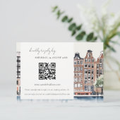 Elegant Amsterdam Dutch Canal Wedding QR Code RSVP Informatiekaartje (Staand voorkant)