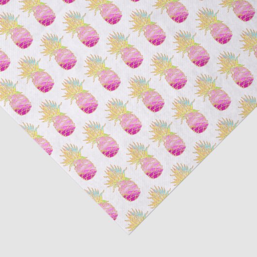 Elegant anananaspatroon in Pinks en Gold Tissuepapier (Detail)