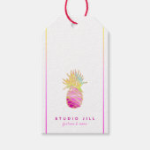Elegant ananas in Pinks en Gold Cadeaulabel (Voorkant)
