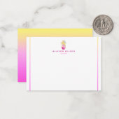 Elegant ananas in Pinks en Gold Note Card Notitiekaartje (Voorkant / Achterkant in situ)