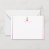 Elegant ananas in Pinks en Gold Note Card Notitiekaartje (Voorkant)