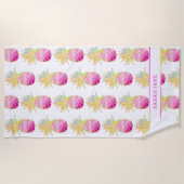 Elegant ananas in Pinks en Gold Personalized Strandlaken (Voorkant)