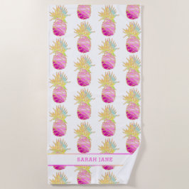 Elegant ananas in Pinks en Gold Personalized Strandlaken