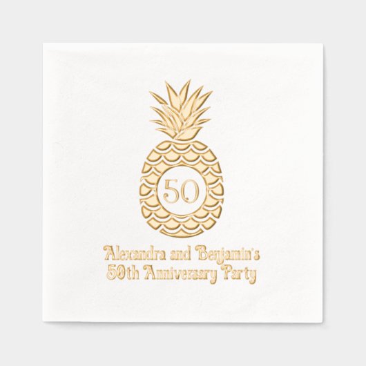 Elegant ananas Lijst Jubileum Party Folie Servetten (Voorkant)