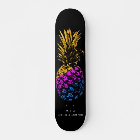 Elegant Ananas Monogram Minimalistisch Custom zwar Persoonlijk Skateboard (Voorkant)