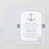 Elegant Anchor Nautical Baby Shower Invitaties Kaart (Voorkant / Achterkant)