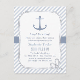 Elegant Anchor Nautical Baby Shower Invitaties Kaart