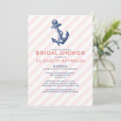 Elegant Anchor Nautical Bridal Shower Invitations Kaart (Staand voorkant)