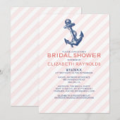 Elegant Anchor Nautical Bridal Shower Invitations Kaart (Voorkant / Achterkant)