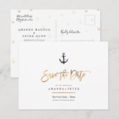 Elegant Anchor, Nautical Save the Date Briefkaart (Voorkant / Achterkant)