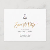 Elegant Anchor, Nautical Save the Date Briefkaart (Voorkant)