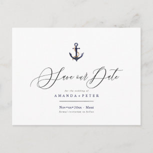 Elegant Anchor, Nautical Save the Date Briefkaart