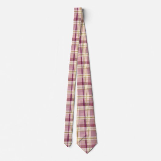 Elegant and classic Pink Plaid Gingham Pattern Stropdas (Achterkant)