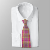 Elegant and classic Pink Plaid Gingham Pattern Stropdas (Gebonden)