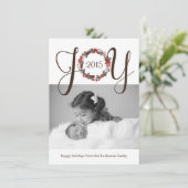 Elegant and Classy Joy Wreath Photo Card Design Feestdagenkaart (Staand voorkant)
