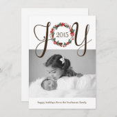 Elegant and Classy Joy Wreath Photo Card Design Feestdagenkaart (Voorkant / Achterkant)