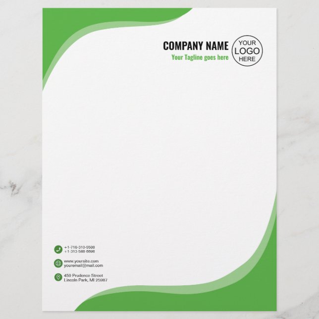 Elegant and fluid green briefhoofd (Voorkant)