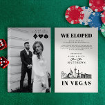 Elegant and Fun Las Vegas Elopement Announement Kaart<br><div class="desc">Viel uw speciale dag en romantische ontwikkeling met deze verbluffende aankondiging. Dit ontwerp kenmerkt Las Vegas skyline,  een foto van het paar,  en alle details van uw speciale dag. Dit is tot vele jaren van liefde en geluk!</div>