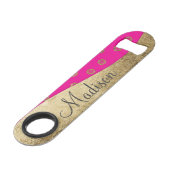 Elegant and Girly Faux Gold Glitter Stippen Monogr Speed Flessenopener (Voorkant Gekanteld)
