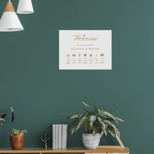 Elegant and Minimal Wedding Order of Events Sign  Poster (Woonkamer 1)