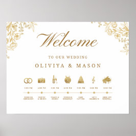 Elegant and Minimal Wedding Order of Events Sign  Poster