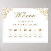 Elegant and Minimal Wedding Order of Events Sign  Poster (Voorkant)