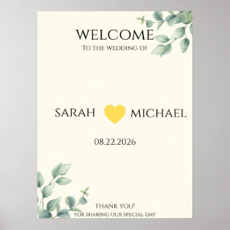 Elegant and minimalist Wedding Welcome Sign Poster