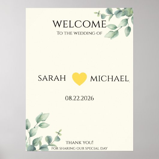 Elegant and minimalist Wedding Welcome Sign Poster (Voorkant)