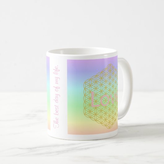 elegant and modern flower of life love koffiemok (Voorkant rechts)
