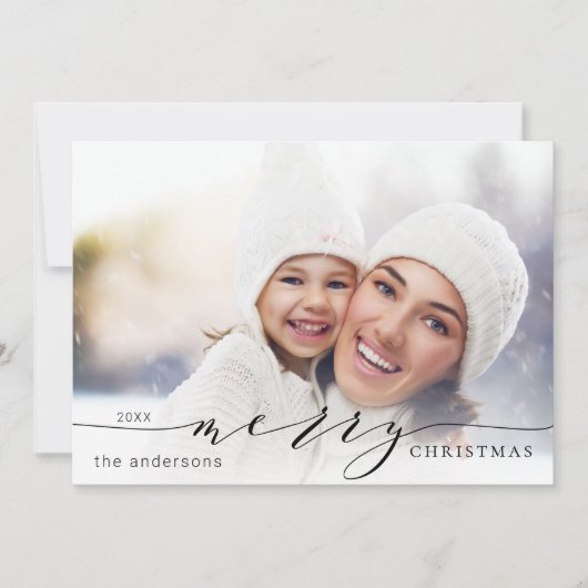 Elegant and Modern Merry-kerstfoto Feestdagenkaart (Voorkant)
